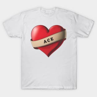 Ace - Lovely Red Heart With a Ribbon T-Shirt
